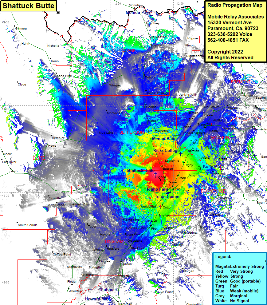 heat map radio coverage Shattuck Butte